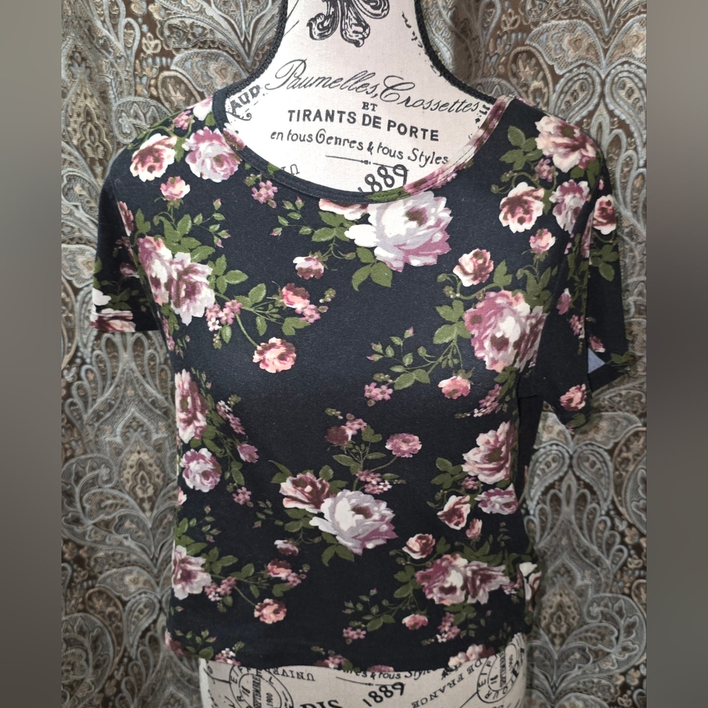 Floral Black Top
